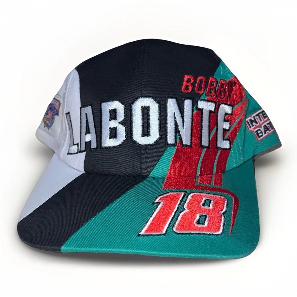 Vintage 90's #18 Bobby Labonte ~ Interstate Racing Snapback NASCAR Green Black
